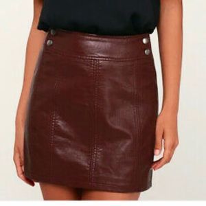 Free people Brown Retro Vegan Leather Bodycon Mini Skirt